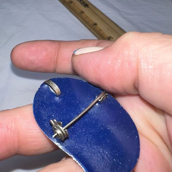 Vintage Made in Israel Silver and Enamel Flower Pin/Pendant - Picture 9 of 9